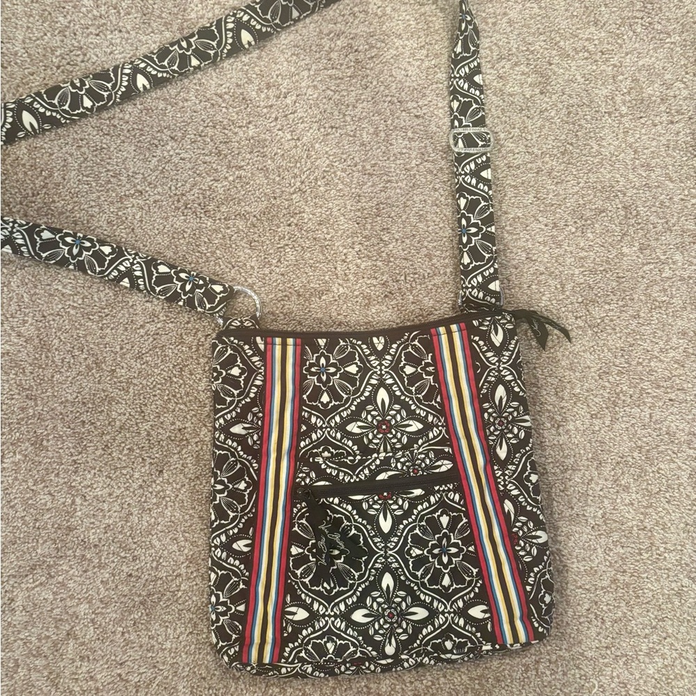 Vera Bradley Black and White Crossbody Bag with Intricate Design